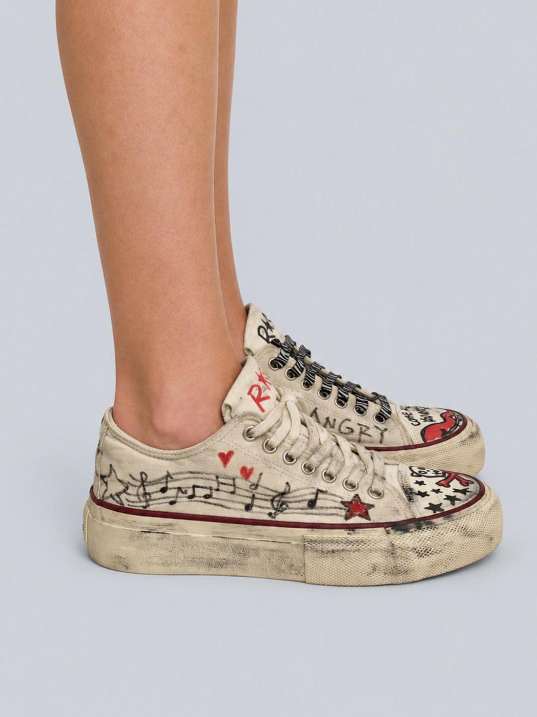 Rs by RebelSeed Hand Painted Graffiti Punk Distressed Low Top Women&
