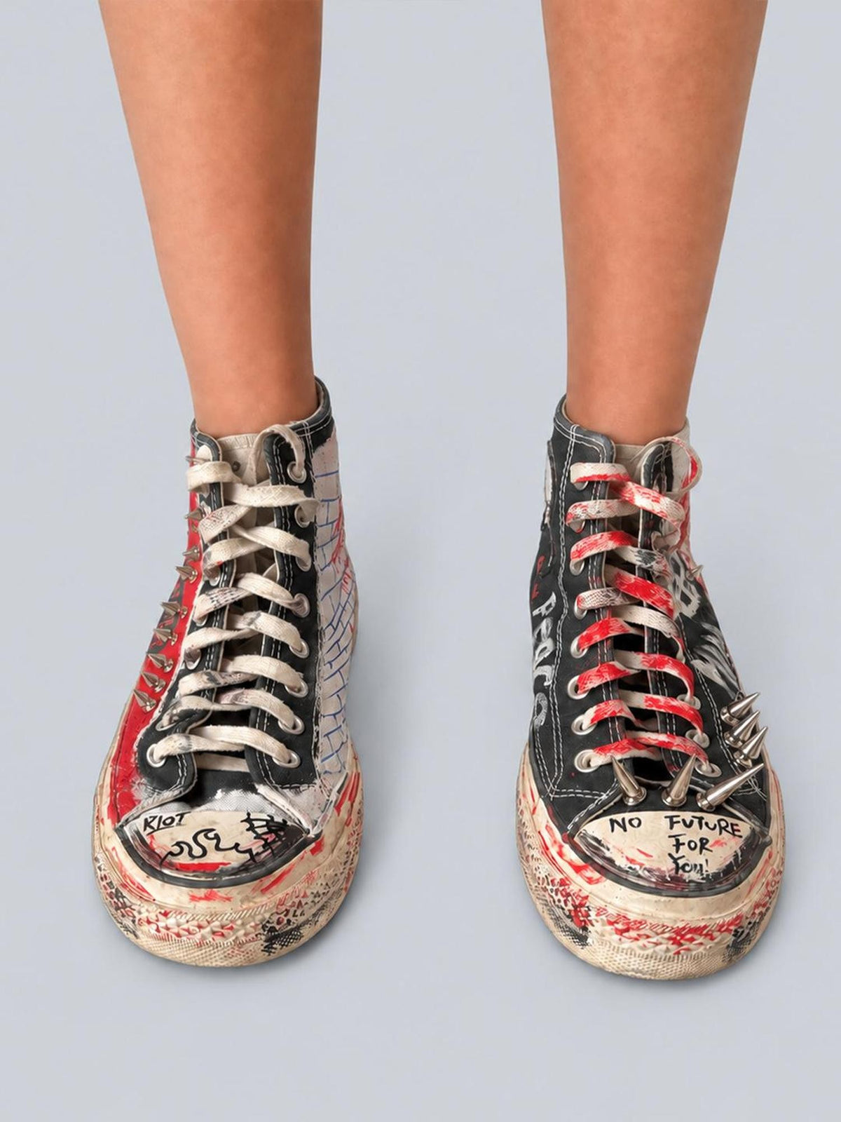 Rs by RebelSeed Punk Hand Painted Distressed Embroidered Canvas Women&