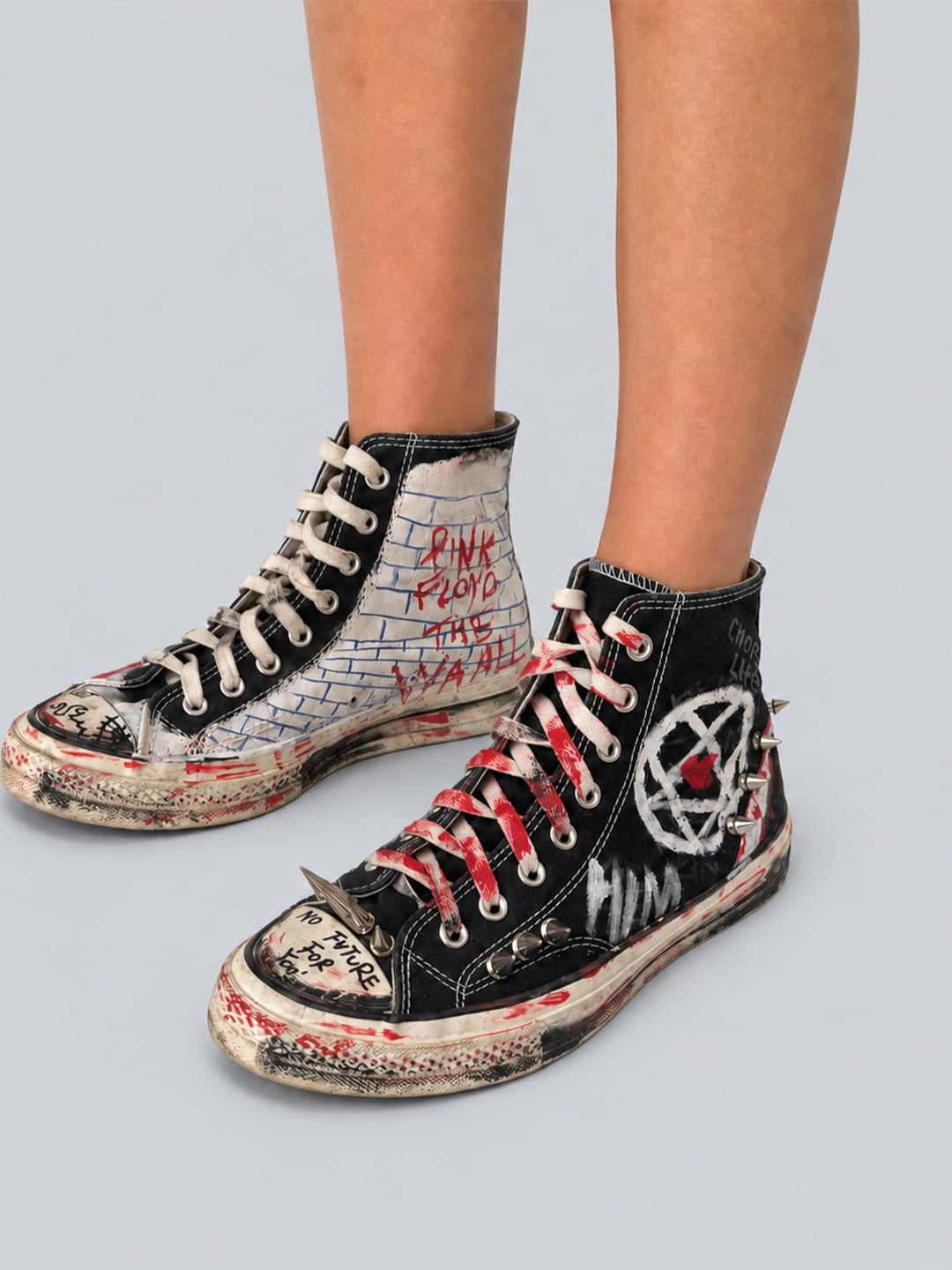 Rs by RebelSeed Punk Hand Painted Distressed Embroidered Canvas Women&