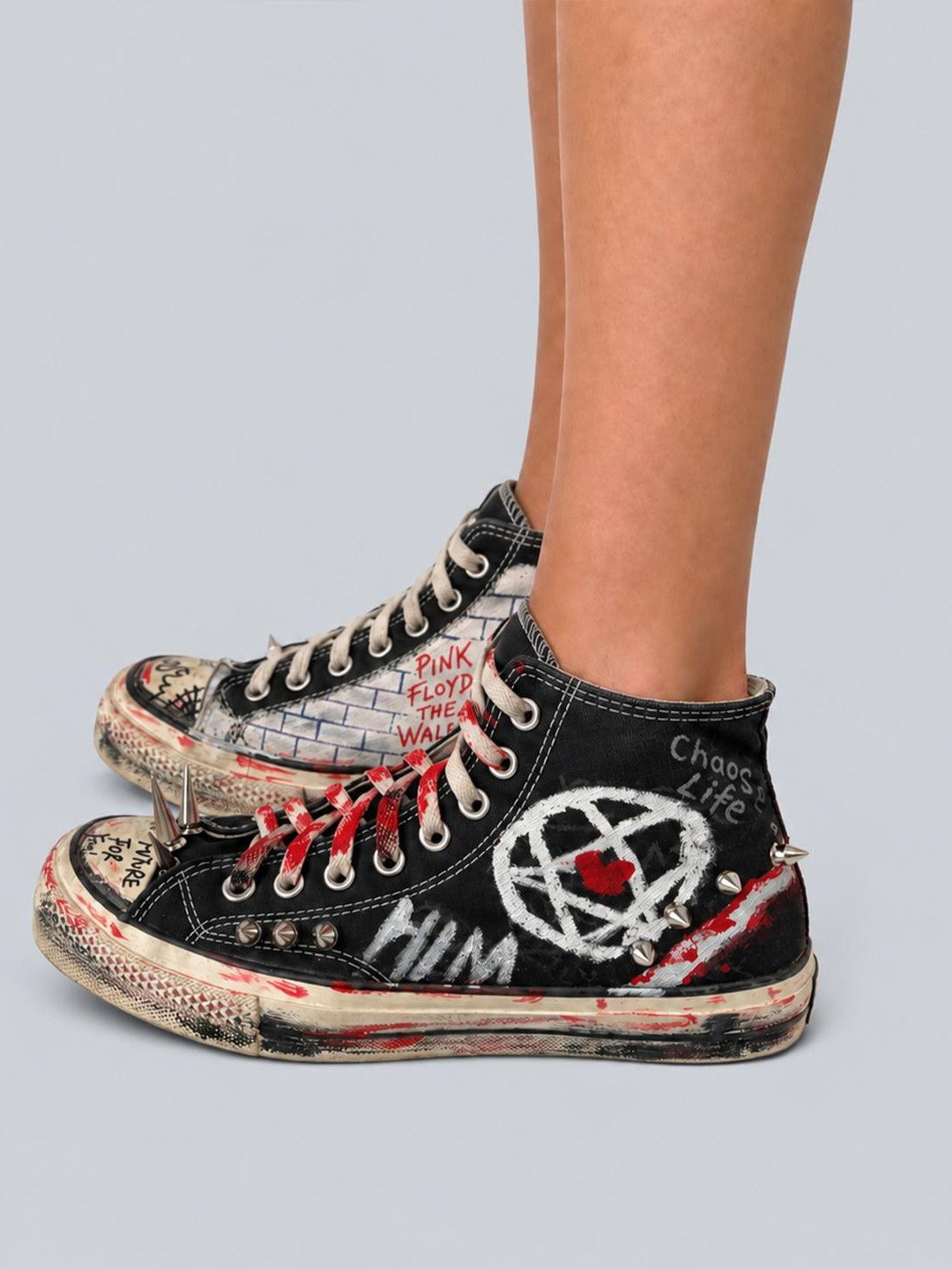 Rs by RebelSeed Punk Hand Painted Distressed Embroidered Canvas Women&