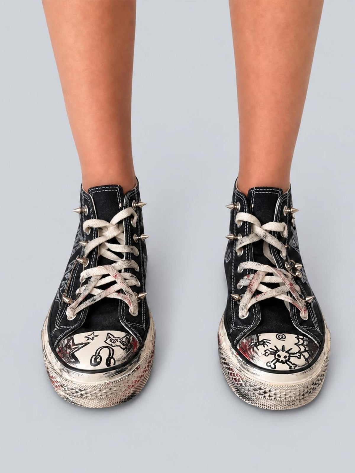 Rs by RebelSeed Punk Hand Painted Embroidered Distressed Canvas Women&