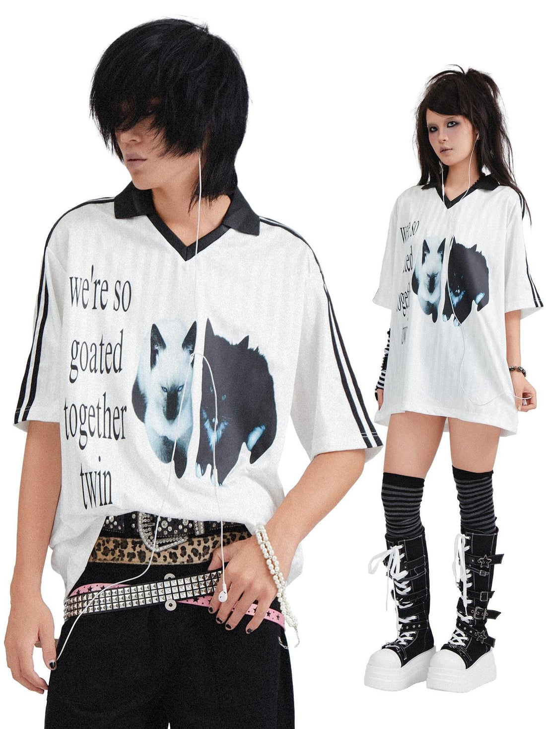 Rs by RebelSeed Punk Skull Demon Print V-neck Women&