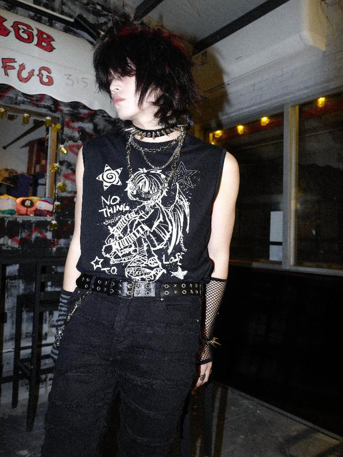Rs by RebelSeed Rebel Angel Skull Graffiti Print Y2k Punk Women&