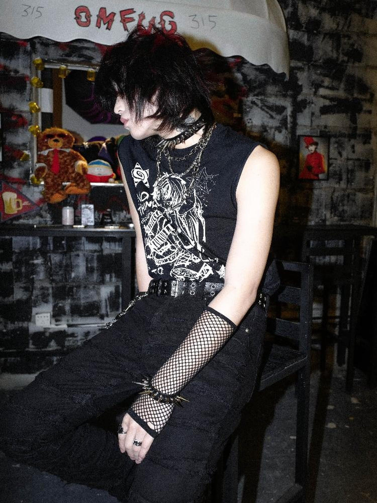 Rs by RebelSeed Rebel Angel Skull Graffiti Print Y2k Punk Women&