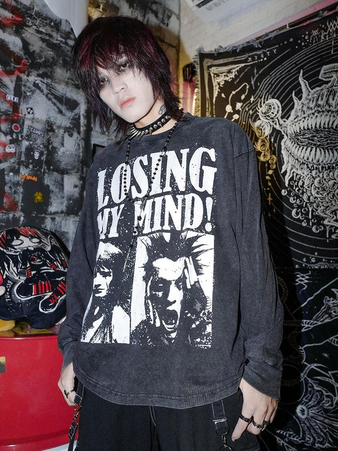 Rs by RebelSeed Skull Demon Heat Transfer Print Punk Loose Women&