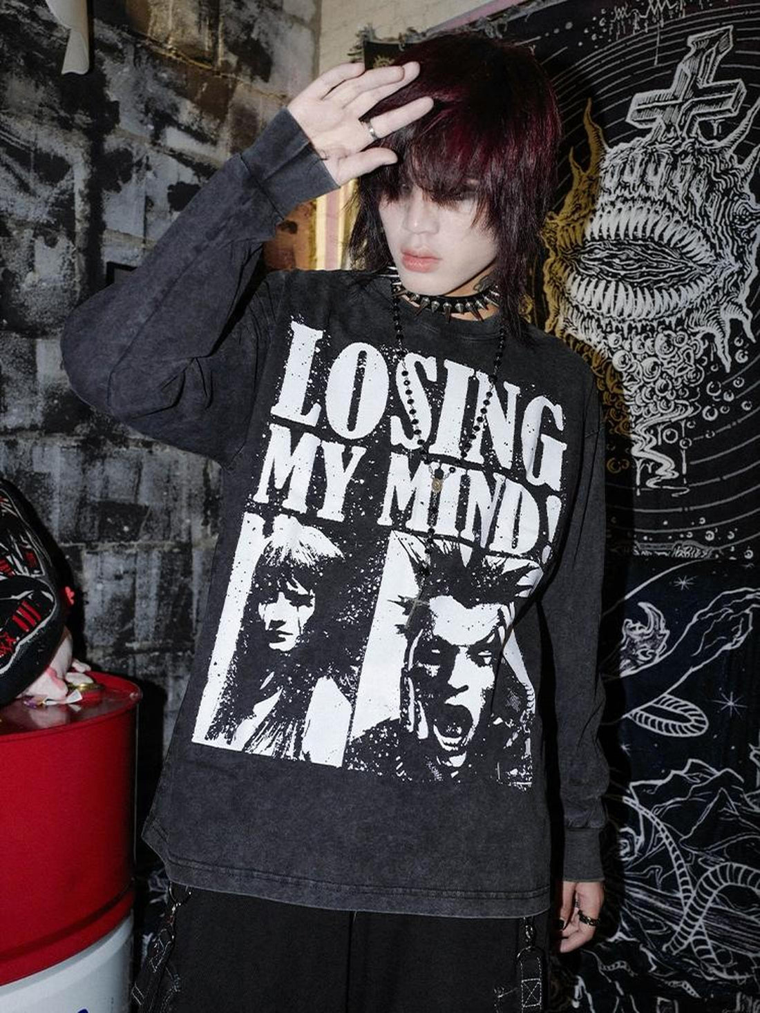 Rs by RebelSeed Skull Demon Heat Transfer Print Punk Loose Women&