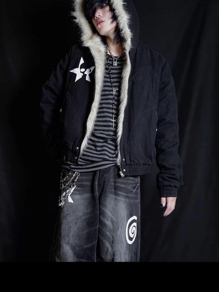 Rs by RebelSeed Skull Print Patch Hooded Heat Transfer Women&