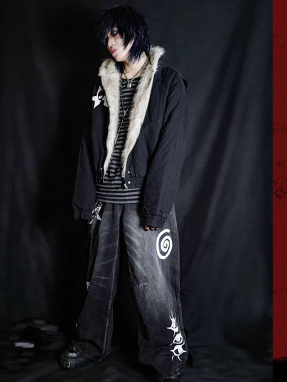 Rs by RebelSeed Skull Print Patch Hooded Heat Transfer Women&