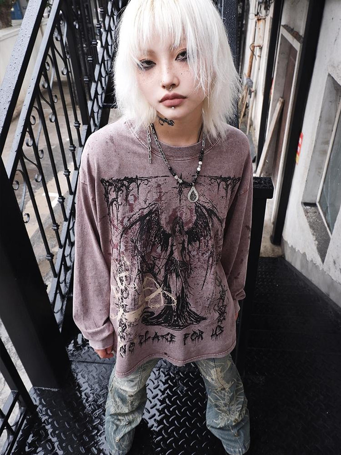Rs by RebelSeed Vintage Brown Wasteland Cartoon Print Punk Women&