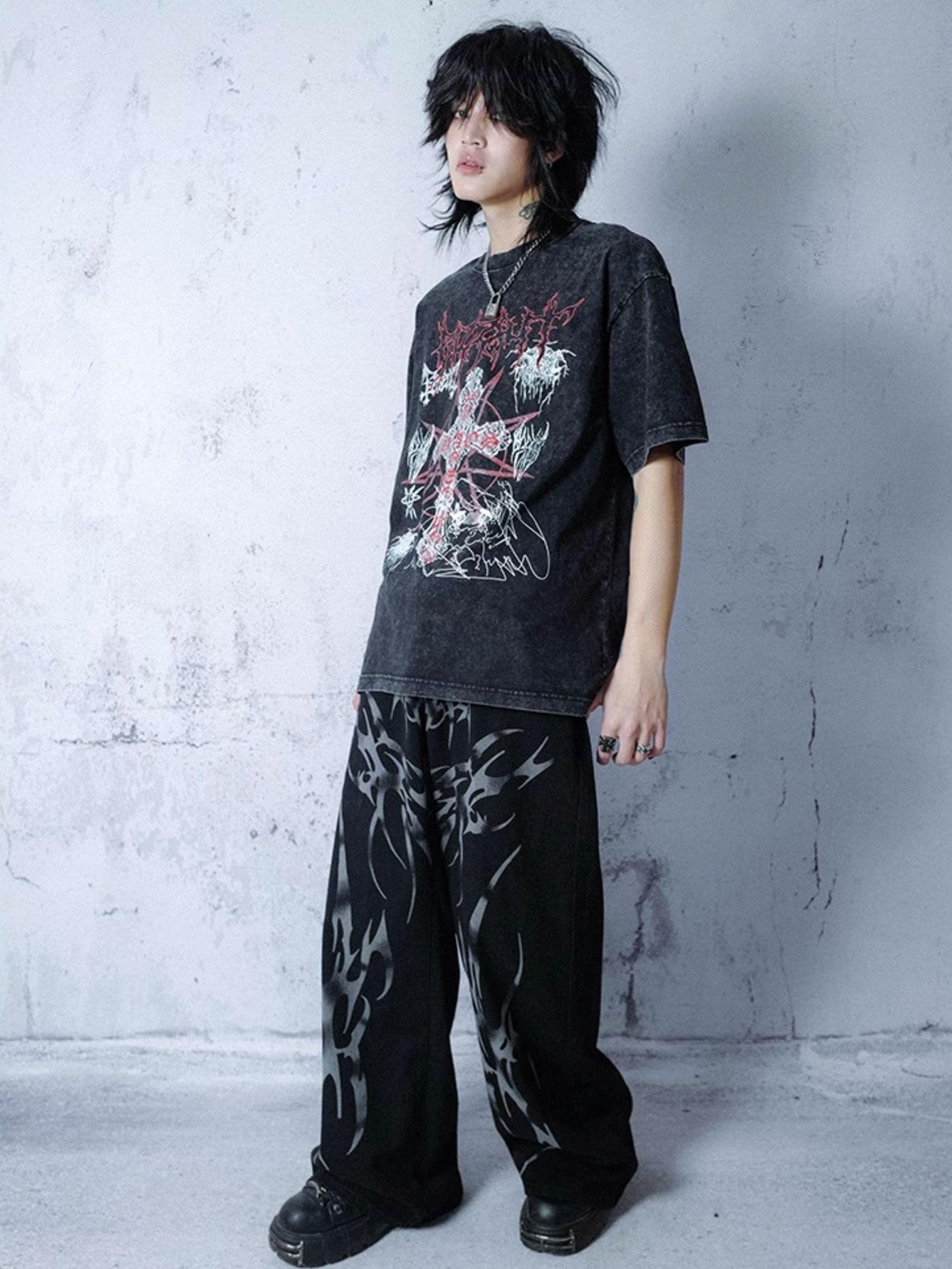 Rs by RebelSeed Washed Punk Metal Heat Transfer Print Women&