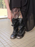 Punk Stacked Bow Buckle Fold Mid Calf Boots