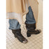 2th Desire Punk Stacked Bow Buckle Fold Mid Calf Boots