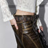 2th Desire Vintage Brown Pu Leather Belt With Y2k Diamond Design