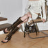 2th Desire Brown Vintage Heeled Boot Sandals Silver Buckle