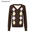 STRIKE_A_POSE_Argyle_V-neck_Jacquard_Faux_Layered_Women&