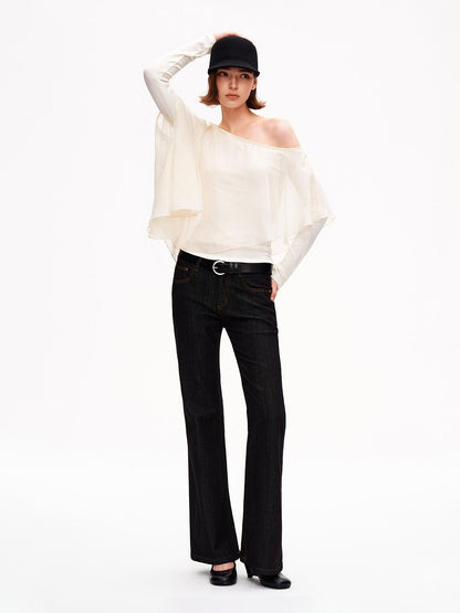 STRIKE A POSE Asymmetric Bell Sleeve Knit Women&