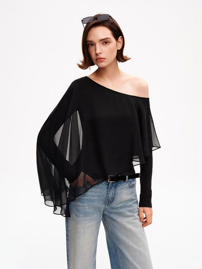 STRIKE A POSE Asymmetric Bell Sleeve Knit Women&