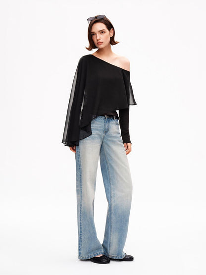 STRIKE A POSE Asymmetric Bell Sleeve Knit Women&