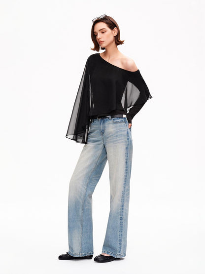 STRIKE A POSE Asymmetric Bell Sleeve Knit Women&