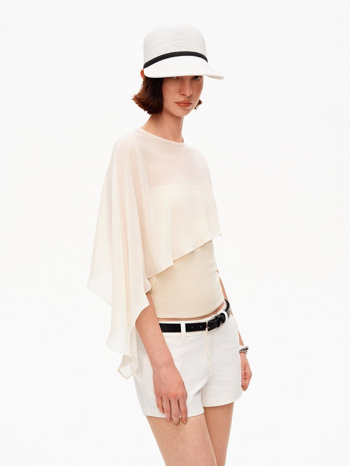 STRIKE A POSE Asymmetrical Mesh Cape Bandeau Slim Fit Women&