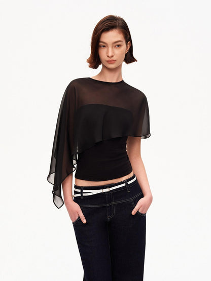 STRIKE A POSE Asymmetrical Mesh Cape Bandeau Slim Fit Women&