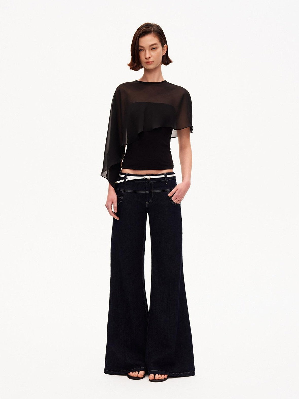 STRIKE A POSE Asymmetrical Mesh Cape Bandeau Slim Fit Women&