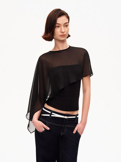 STRIKE A POSE Asymmetrical Mesh Cape Bandeau Slim Fit Women&