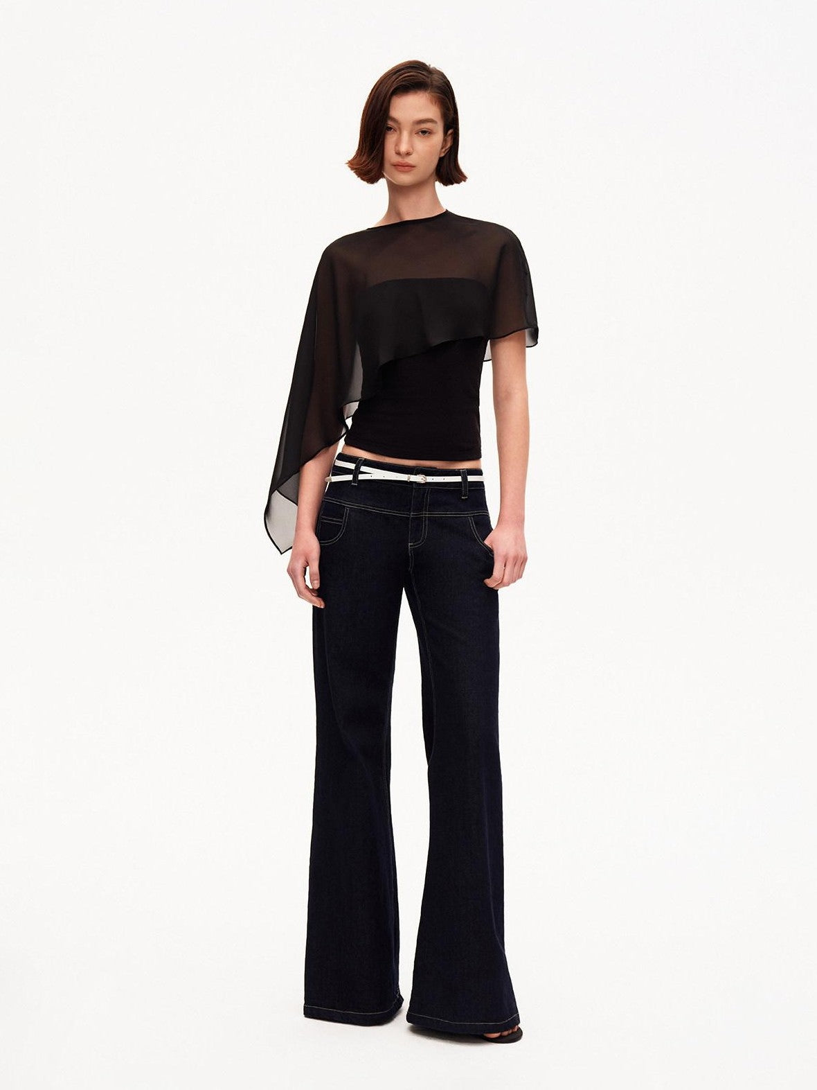 STRIKE A POSE Asymmetrical Mesh Cape Bandeau Slim Fit Women&