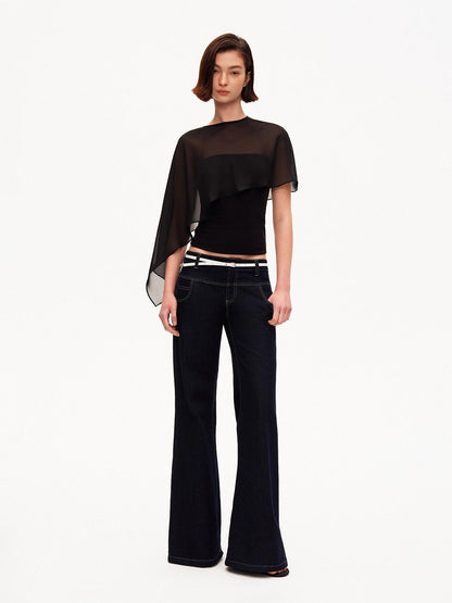 STRIKE A POSE Asymmetrical Mesh Cape Bandeau Slim Fit Women&