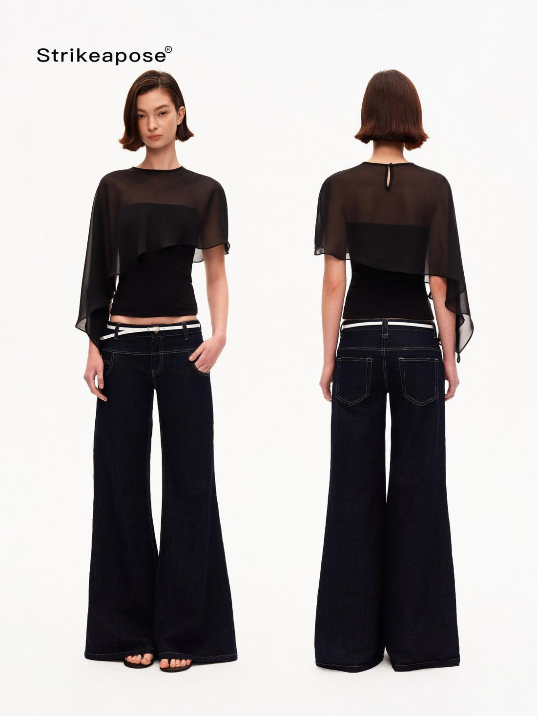 STRIKE A POSE Asymmetrical Mesh Cape Bandeau Slim Fit Women&