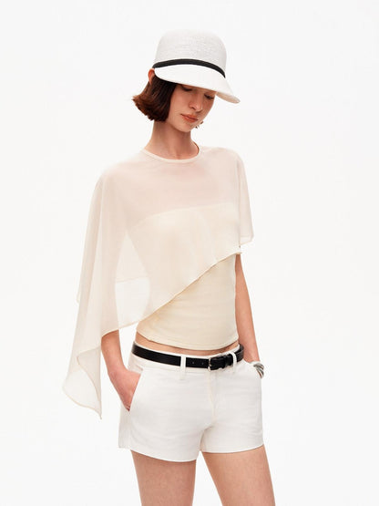 STRIKE A POSE Asymmetrical Mesh Cape Bandeau Slim Fit Women&