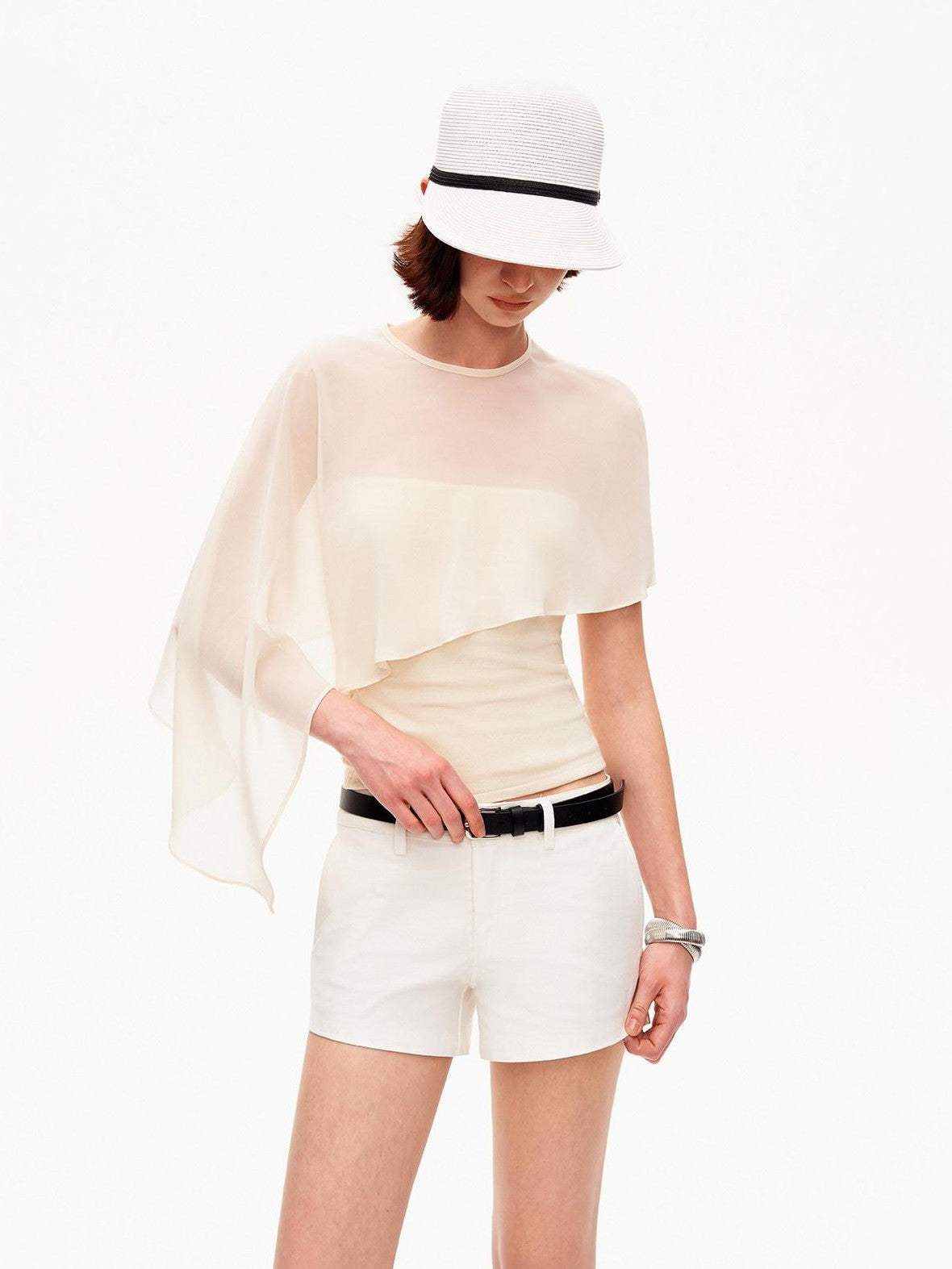 STRIKE A POSE Asymmetrical Mesh Cape Bandeau Slim Fit Women&