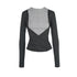 STRIKE_A_POSE_Black_Gray_Deconstructed_Button_Hooded_Knit_Women&