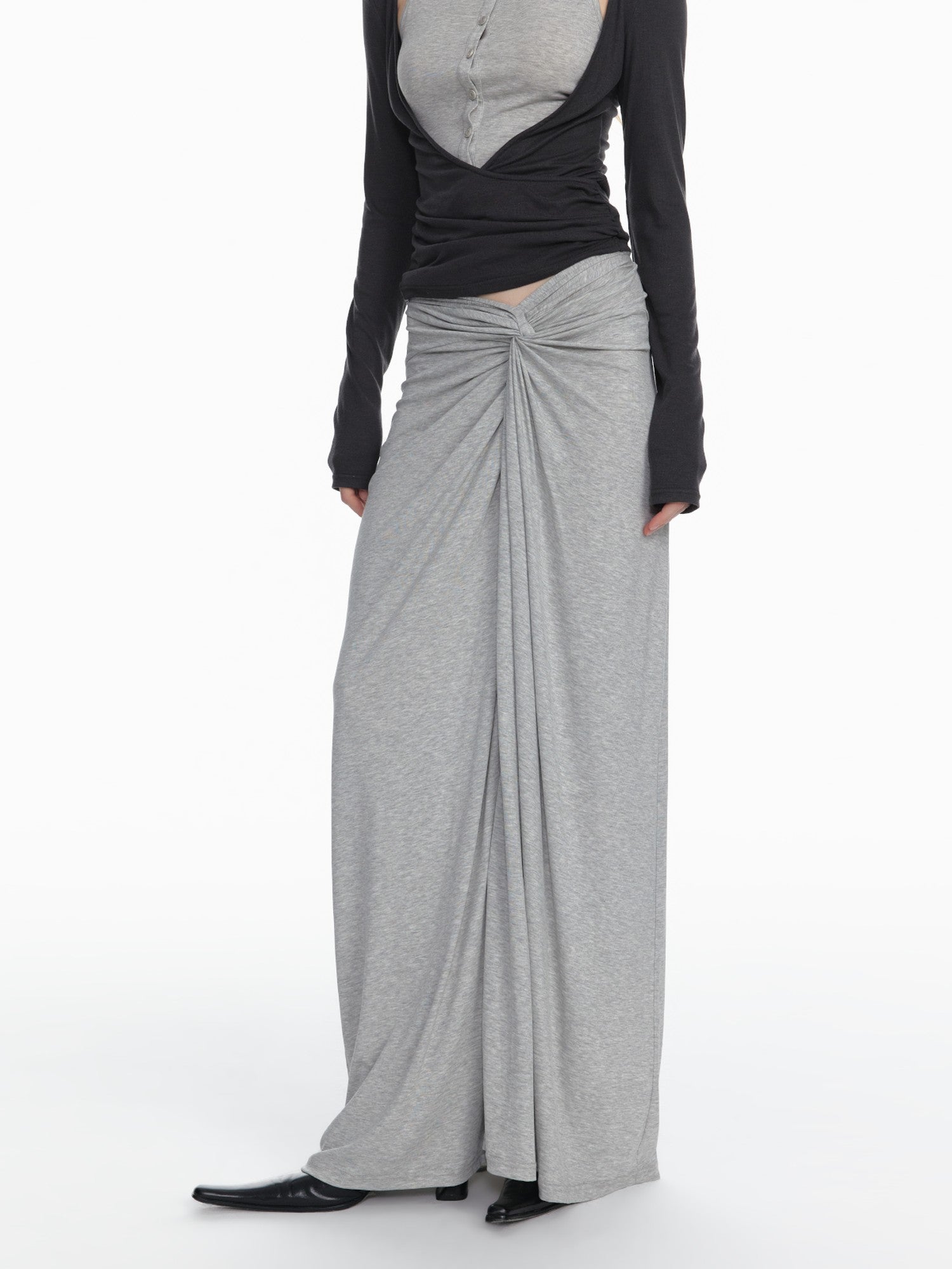 STRIKE A POSE Black Gray Deconstructed Button Hooded Knit Women&