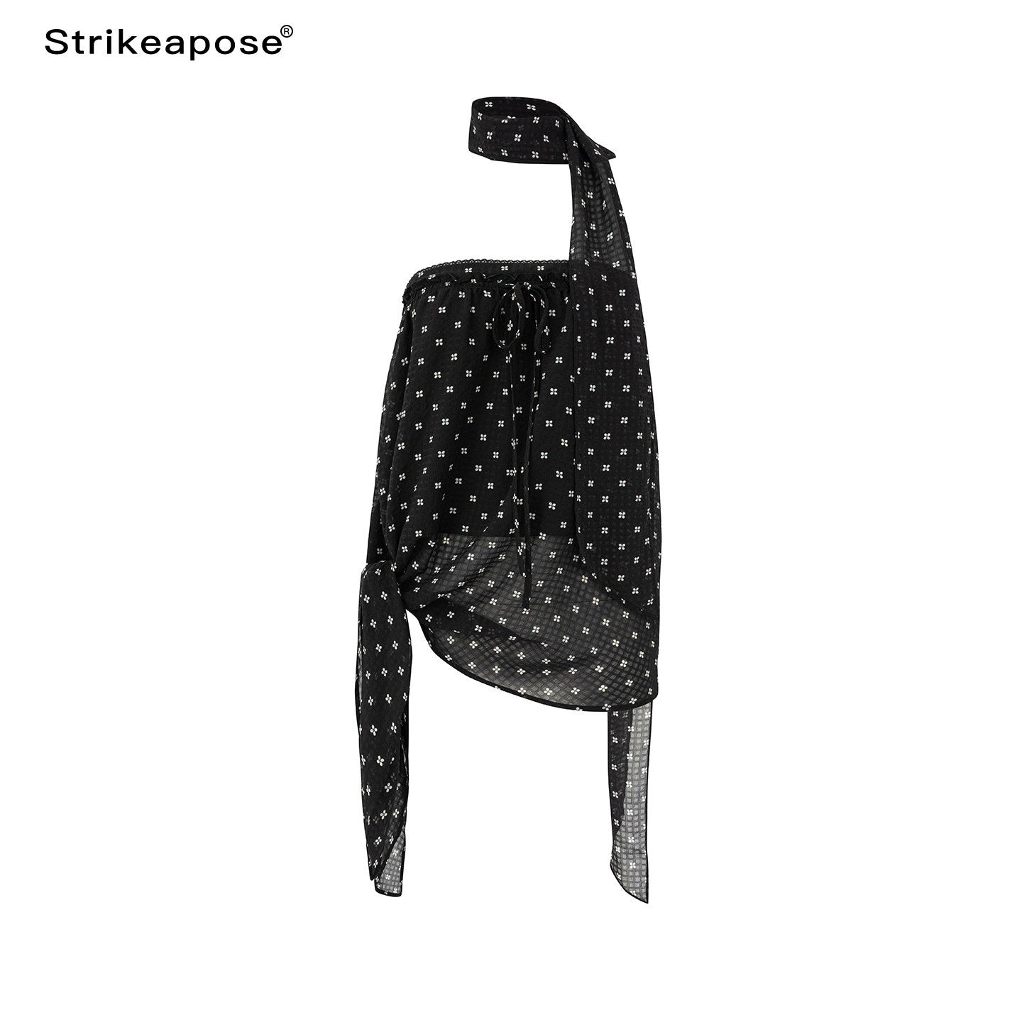 STRIKE_A_POSE_Black_Polka_Dot_Print_Halter_Neck_Loose_A_Line_Women&