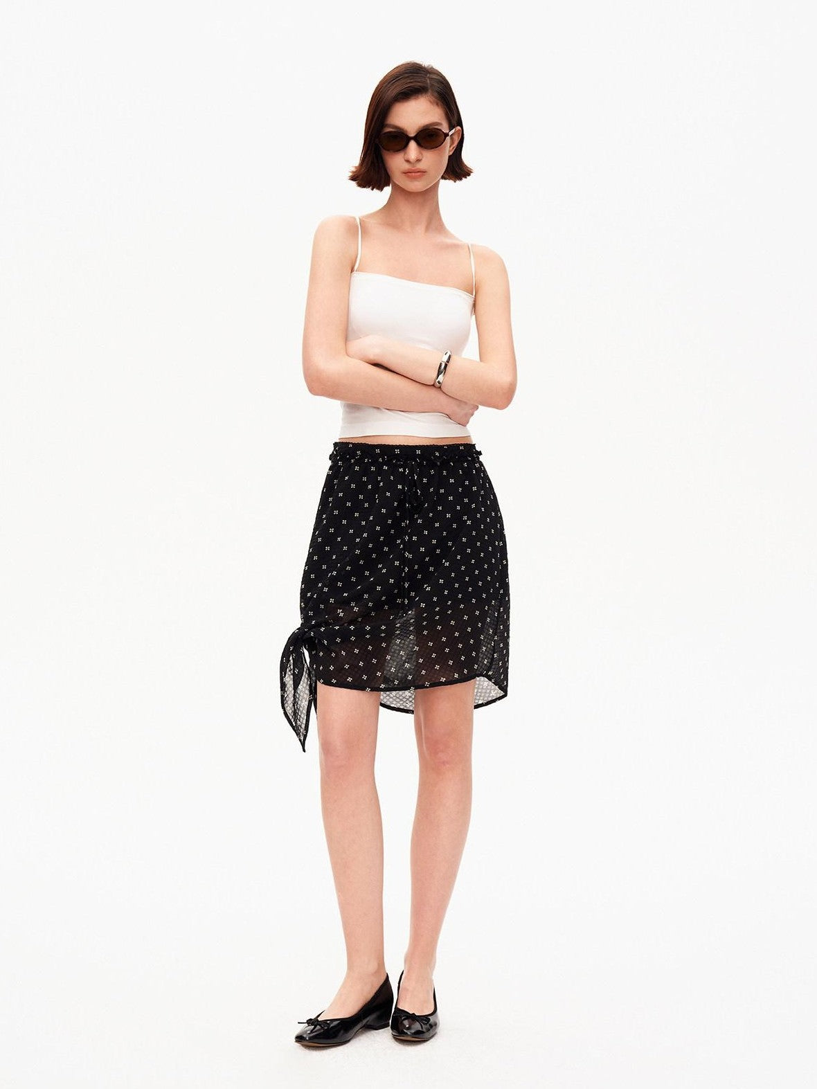 STRIKE A POSE Black Polka Dot Print Halter Neck Loose A Line Women&