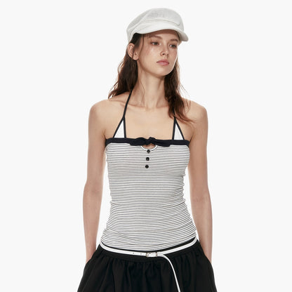 STRIKE_A_POSE_Black_White_Contrast_Stripe_Faux_Layered_Slim_Cinched_Waist_Women&