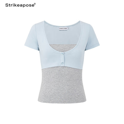 STRIKE_A_POSE_Blue_Gray_Contrast_Patchwork_Women&