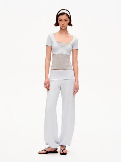 STRIKE A POSE Blue Gray Contrast Patchwork Women&
