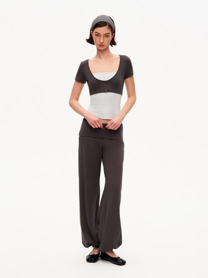 STRIKE A POSE Blue Gray Contrast Patchwork Women&