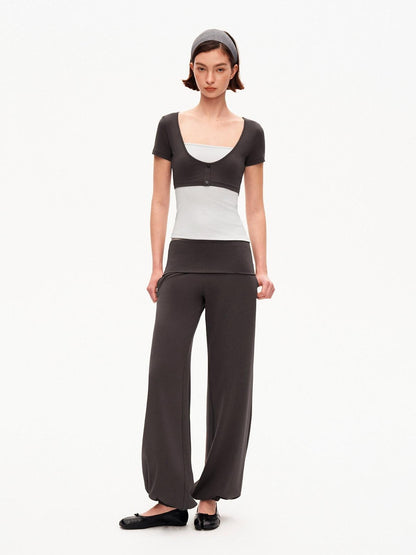 STRIKE A POSE Blue Gray Contrast Patchwork Women&