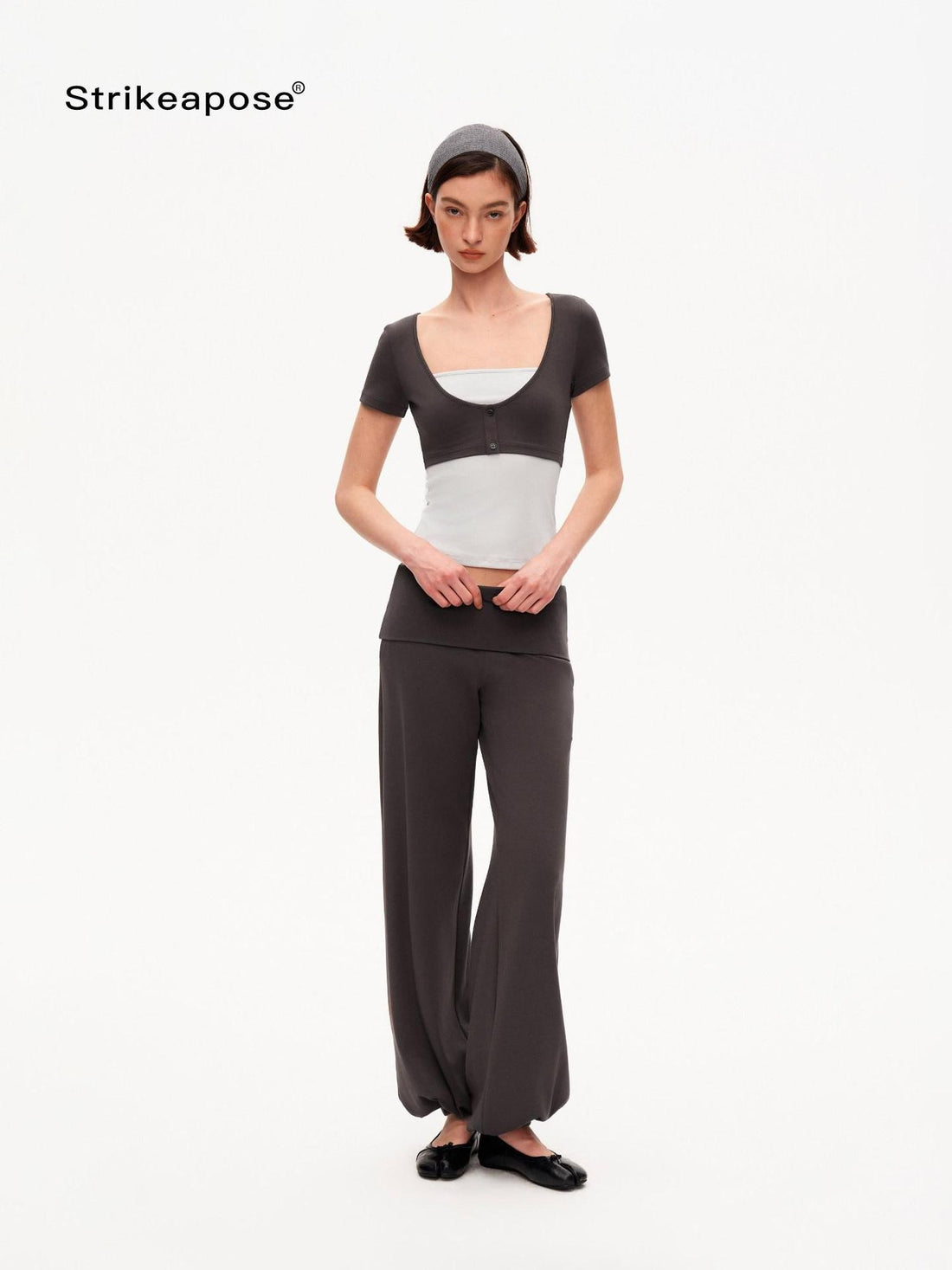 STRIKE A POSE Blue Gray Contrast Patchwork Women&