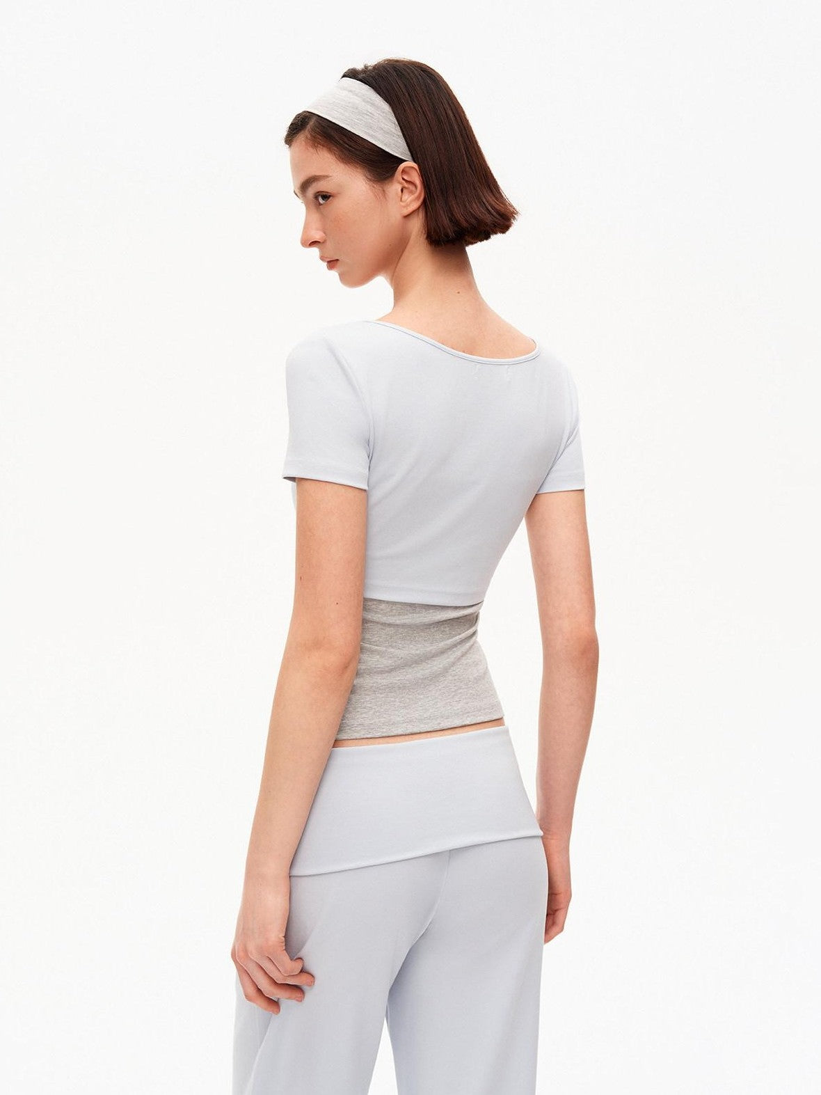 STRIKE A POSE Blue Gray Contrast Patchwork Women&