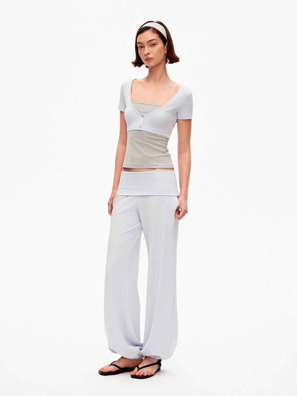 STRIKE A POSE Blue Gray Contrast Patchwork Women&