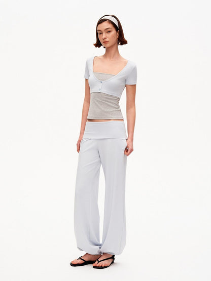 STRIKE A POSE Blue Gray Contrast Patchwork Women&