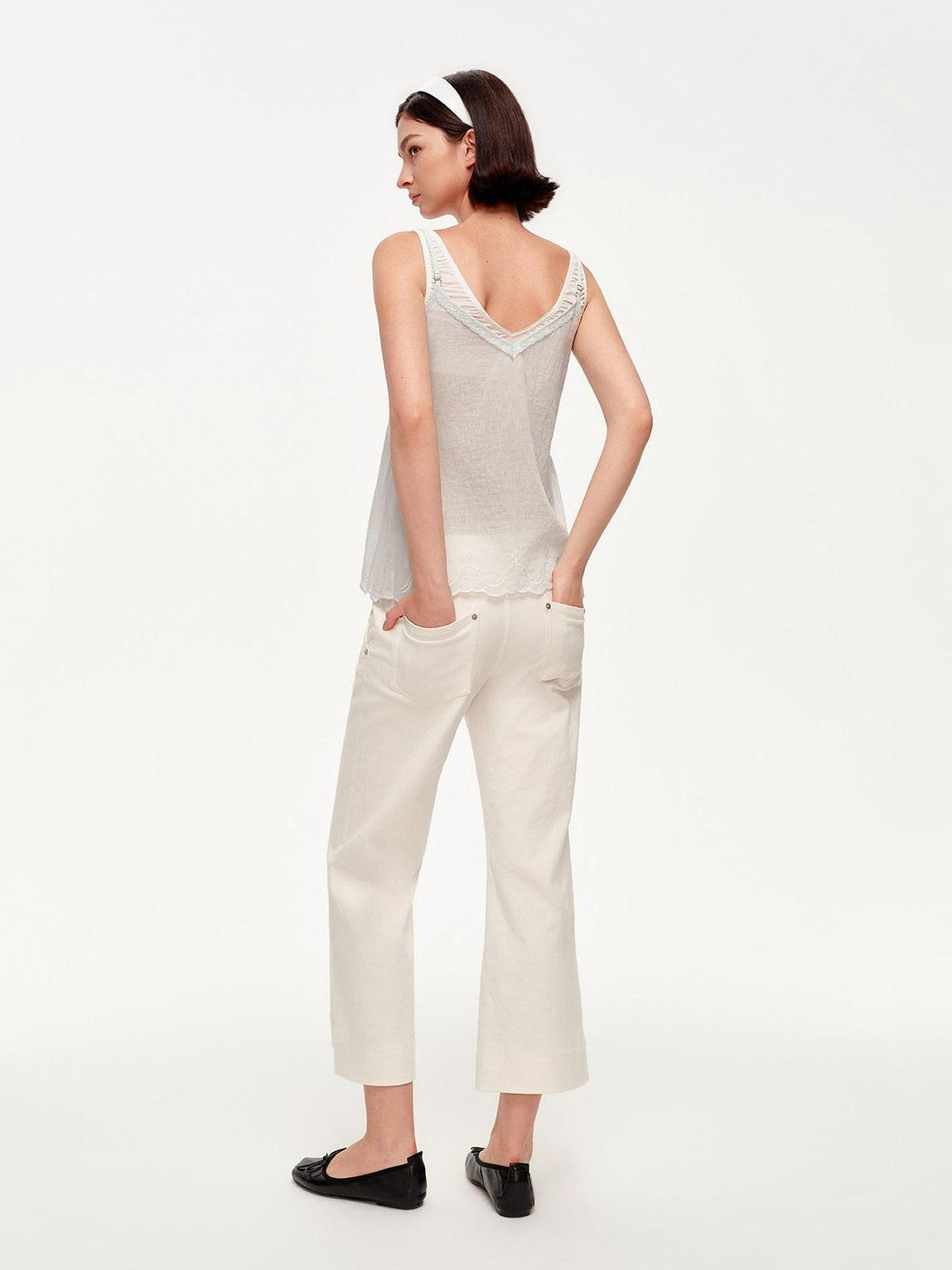 STRIKE A POSE Blue V-neck Lace Trim Textured Loose A Line Women&