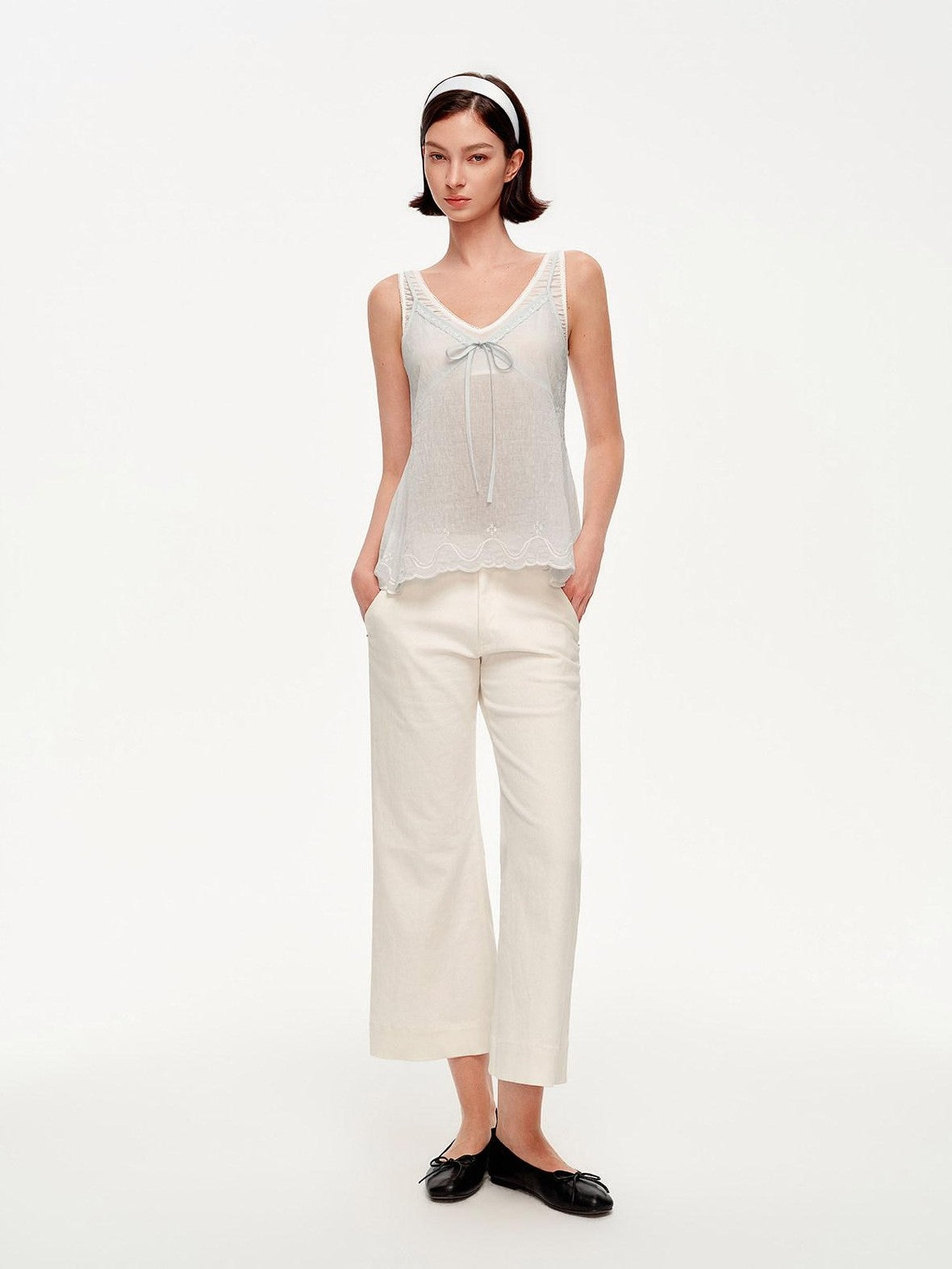 STRIKE A POSE Blue V-neck Lace Trim Textured Loose A Line Women&