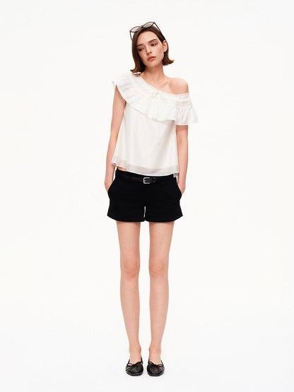 STRIKE A POSE Blush Pink Ruffle Lace Diagonal Women&