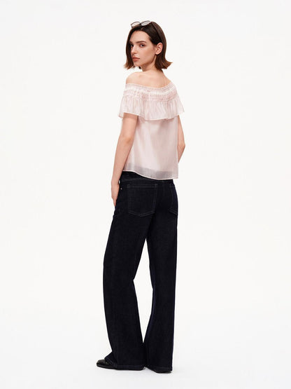 STRIKE A POSE Blush Pink Ruffle Lace Diagonal Women&