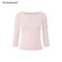 STRIKE_A_POSE_Boat_Neck_Lace_Trim_Solid_Color_Slim_Fit_Cotton_Women&